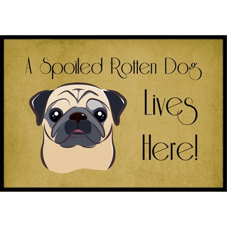 Carolines Treasures Fawn Pug Spoiled Dog Lives Here Indoor & Outdoor Mat, 18 x 27 in. CA77532